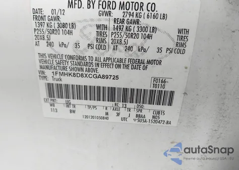 2012 Ford Explorer Xlt from USA, damaged, VIN 1FMHK8D8XCGA89725